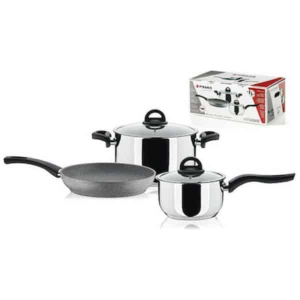 Pyramis Mix Cook Σετ Μαγειρικά Σκεύη από Ανοξείδωτο Ατσάλι Ασημί 015700301 3τμχ (ΕΩΣ 12 ΔΟΣΕΙΣ)