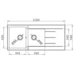 PYRAMIS ALAZIA 1 3/4 B 1D Ένθετος Νεροχύτης 116x50cm (070038011) Iron Grey ΕΩΣ 12 ΔΟΣΕΙΣ - Image 2
