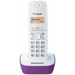 Panasonic KX-TG1611GRF Ασύρματο Τηλέφωνο με Ελληνικό Μενού Λευκό-Μώβ