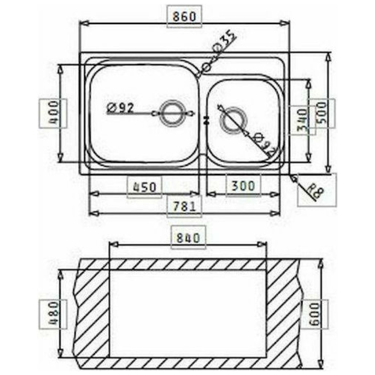 Pyramis Amaltia Plus 2B 107132901 Ένθετος Νεροχύτης Αριστερός Inox Μ86xΠ50cm Ασημί ΕΩΣ 12 ΔΟΣΕΙΣ - Image 2