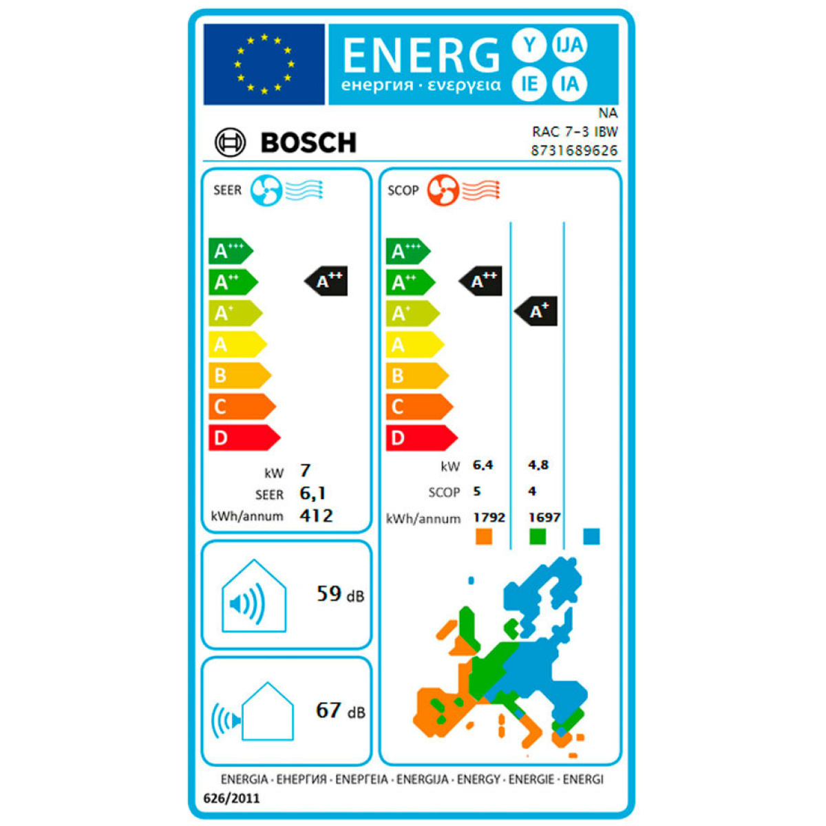 BOSCH CLIMATE 5000 RAC 7-3IBW(R32)2O INVERTER - Image 2