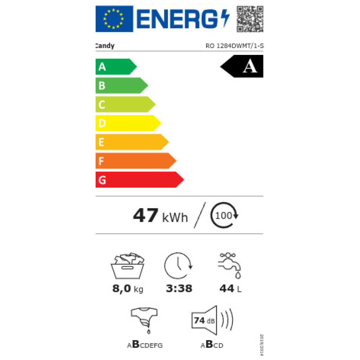 Candy RO 1284DWMT/1-S Πλυντήριο Ρούχων 8kg με Ατμό 1200 Στροφών A Λευκό ΕΩΣ 12 ΔΟΣΕΙΣ - Image 4