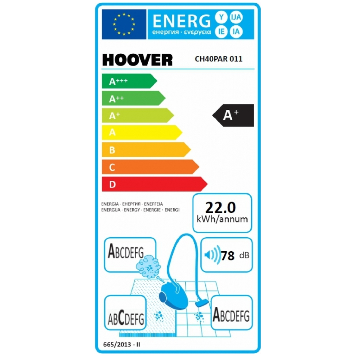 HOOVER CHORUS CH40PAR 011 Ηλεκτρική Σκούπα Χωρίς Σακούλα ΕΩΣ 12 ΔΟΣΕΙΣ - Image 2