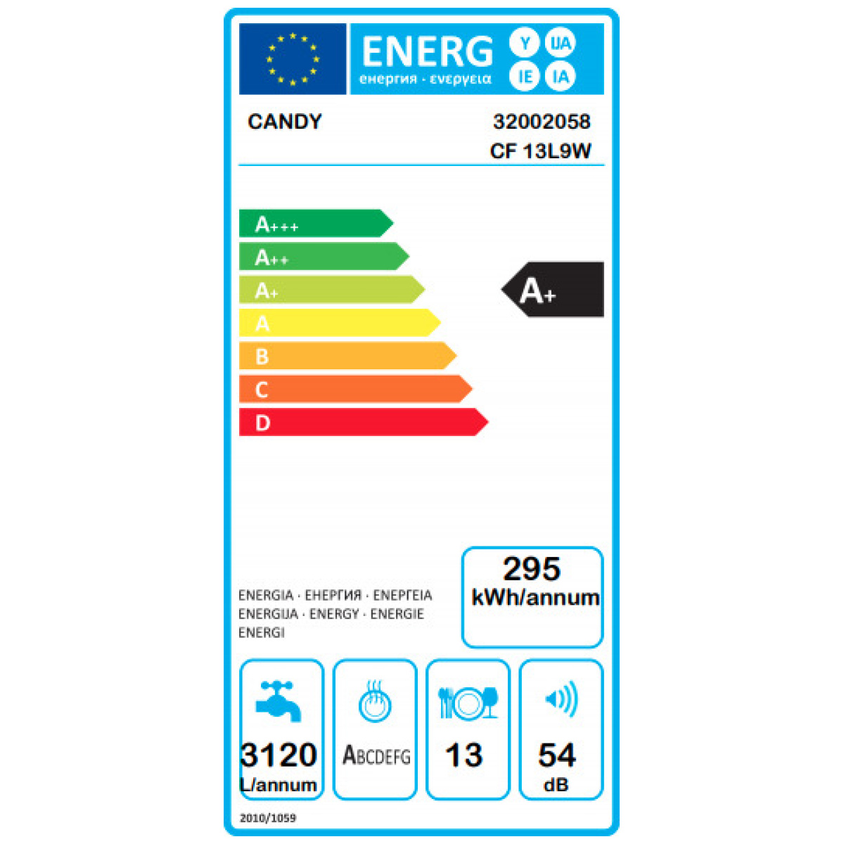 CANDY CF 13L9W Πλυντήριο Πιάτων 60cm A+ ΕΩΣ 12 ΔΟΣΕΙΣ - Image 2