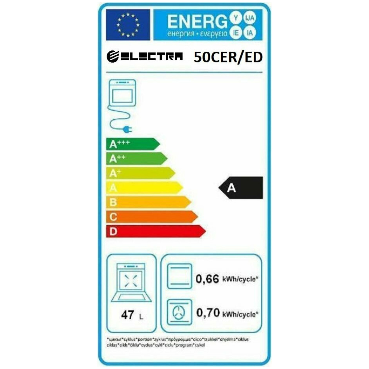 ELECTRA 50CER/ED Κουζίνα Ηλεκτρική με Κεραμικες Εστίες ΕΩΣ 12 ΔΟΣΕΙΣ - Image 2