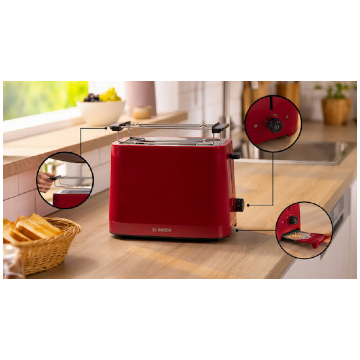 Bosch TAT3M124 MyMoment Φρυγανιέρα 2 Θέσεων 950W Κόκκινη - Image 3