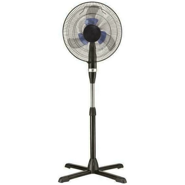 EUROLAMP 300-20005 Ανεμιστήρας ορθοστάτη μαύρος Φ40 60W με διπλή μπλε φτερωτή ΕΩΣ 12 ΔΟΣΕΙΣ