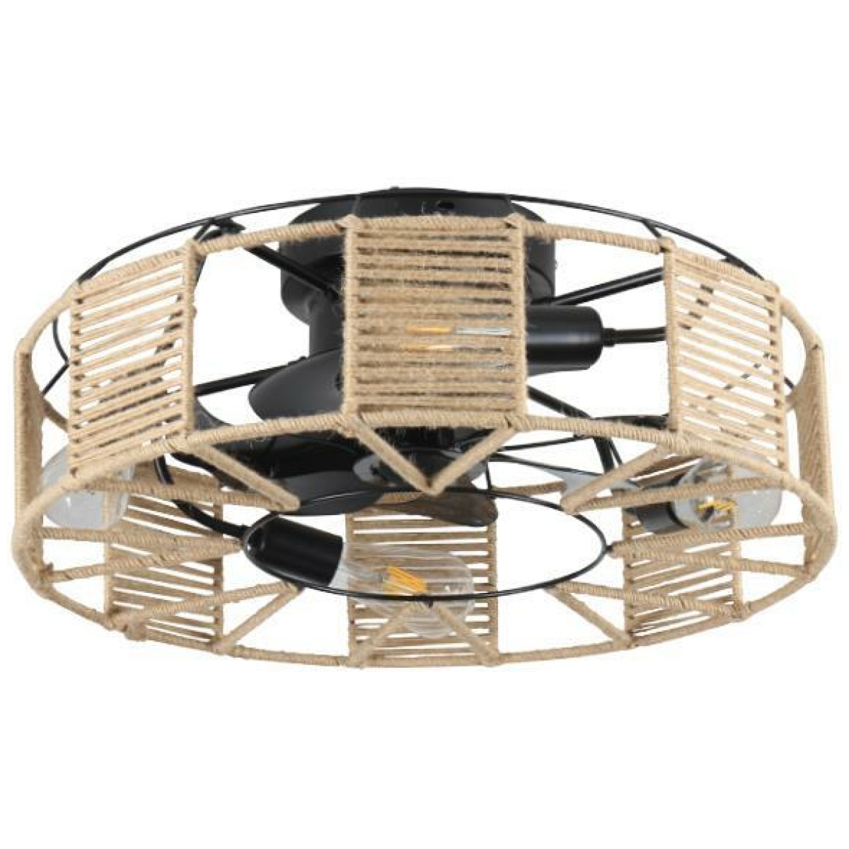 EUROLAMP 300-25055 ΑΝΕΜΙΣΤΗΡΑΣ ΟΡΟΦΗΣ ΜΕ ΠΛΕΚΤΟ ΝΗΜΑ ΚΑΝΝΑΒΗΣ 4XE27 ΜΕ ΚΟΝΤΡΟΛ Φ55 DC 20W ΕΩΣ 12 ΔΟΣΕΙΣ - Image 1