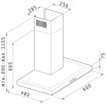Pyramis Agilo NT 065036301 Απορροφητήρας Καμινάδα 60cm Inox ΕΩΣ 12 ΔΟΣΕΙΣ - Image 2