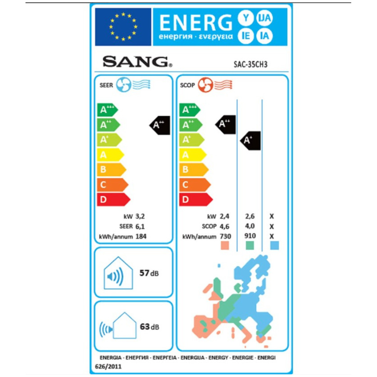 Sang SAC-35CH3/SAC-35CH3 Κλιματιστικό Inverter 12000 BTU A++/A+ ΕΩΣ 12 ΔΟΣΕΙΣ - Image 2