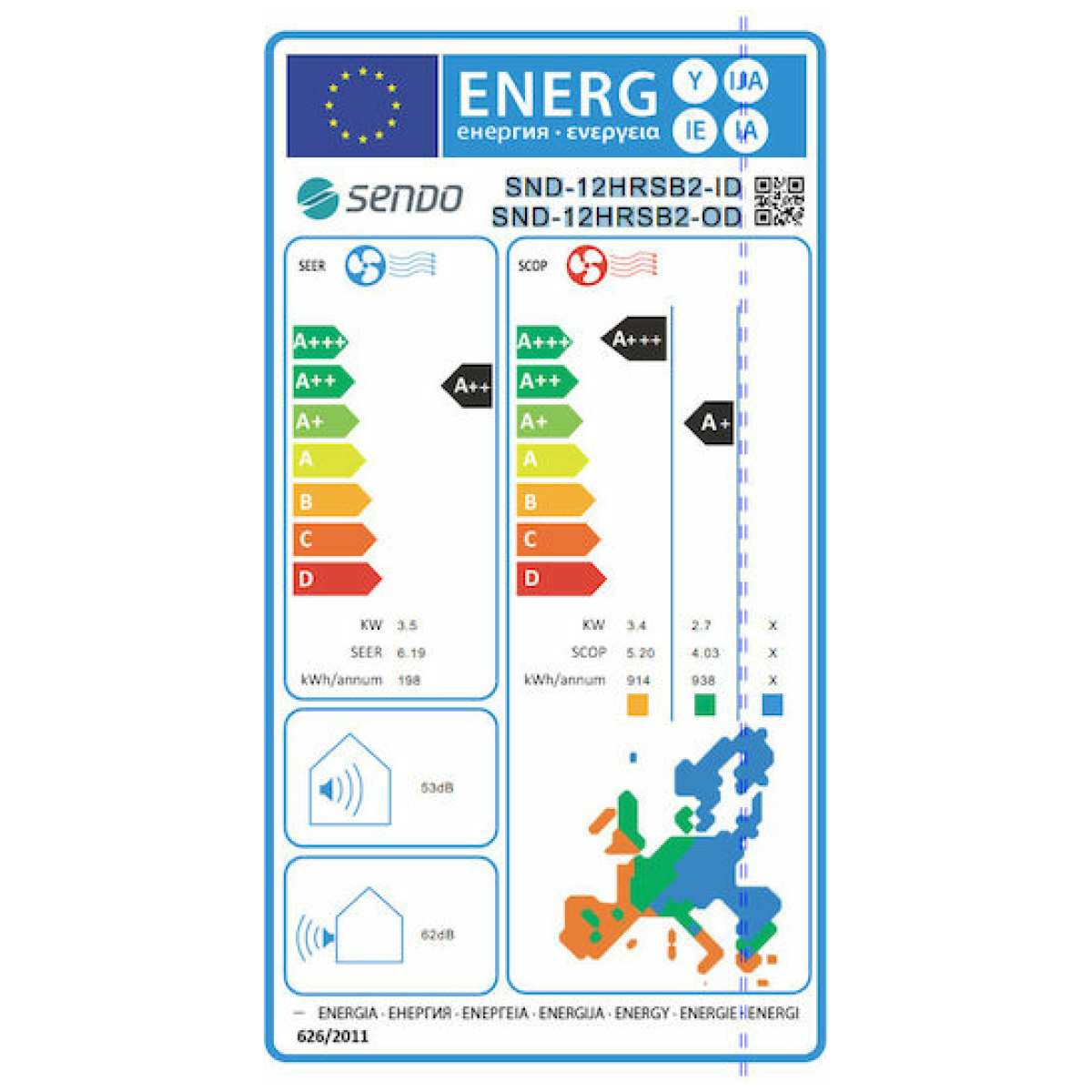 Sendo Hermes Gold SND-24HRSB3-ID / SND-24HRSB3-OD Κλιματιστικό Inverter 24000 BTU A++/A+ με WiFi - Image 3