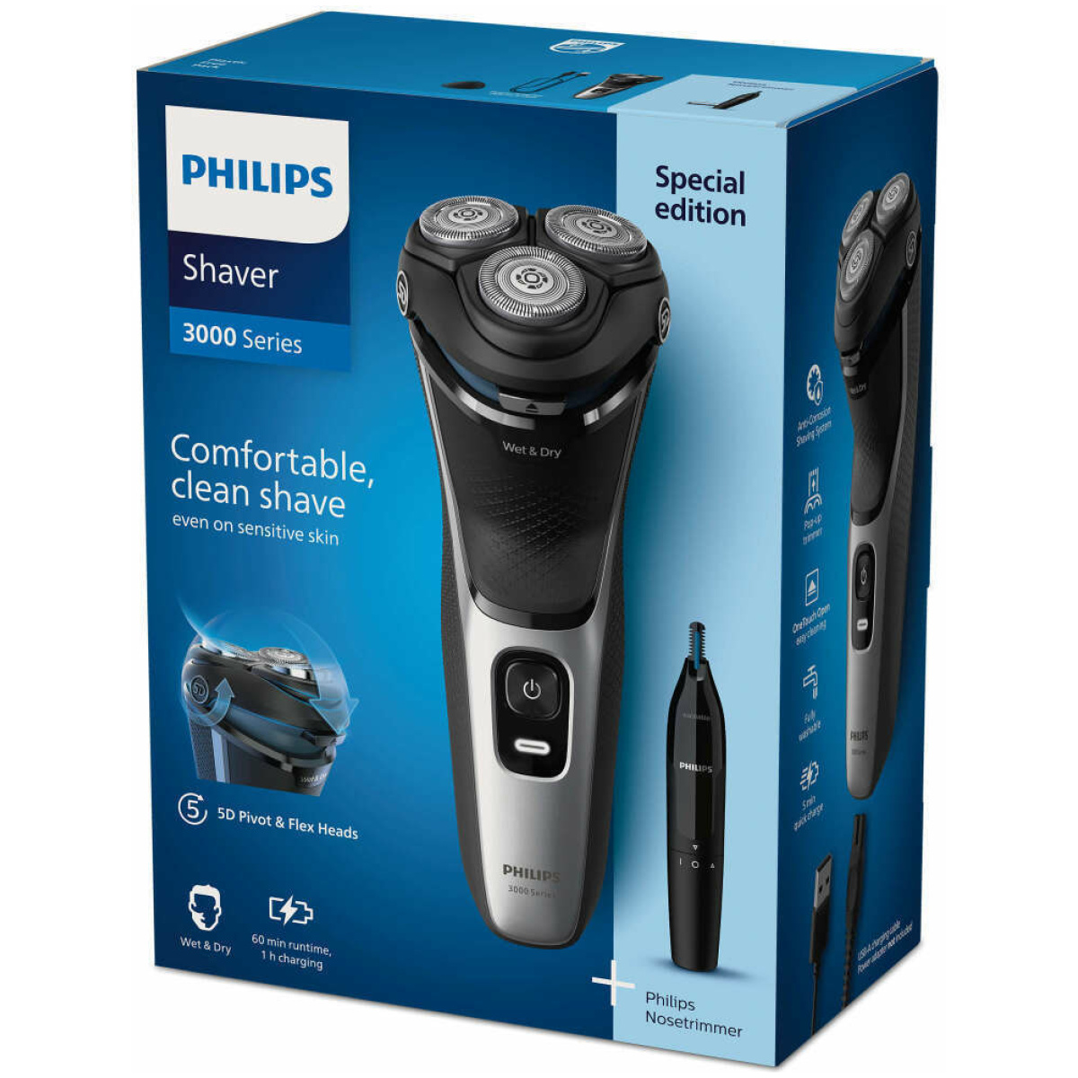 Philips S3143/02 Ξυριστική Μηχανή Προσώπου Επαναφορτιζόμενη ΕΩΣ 12 ΔΟΣΕΙΣ - Image 1
