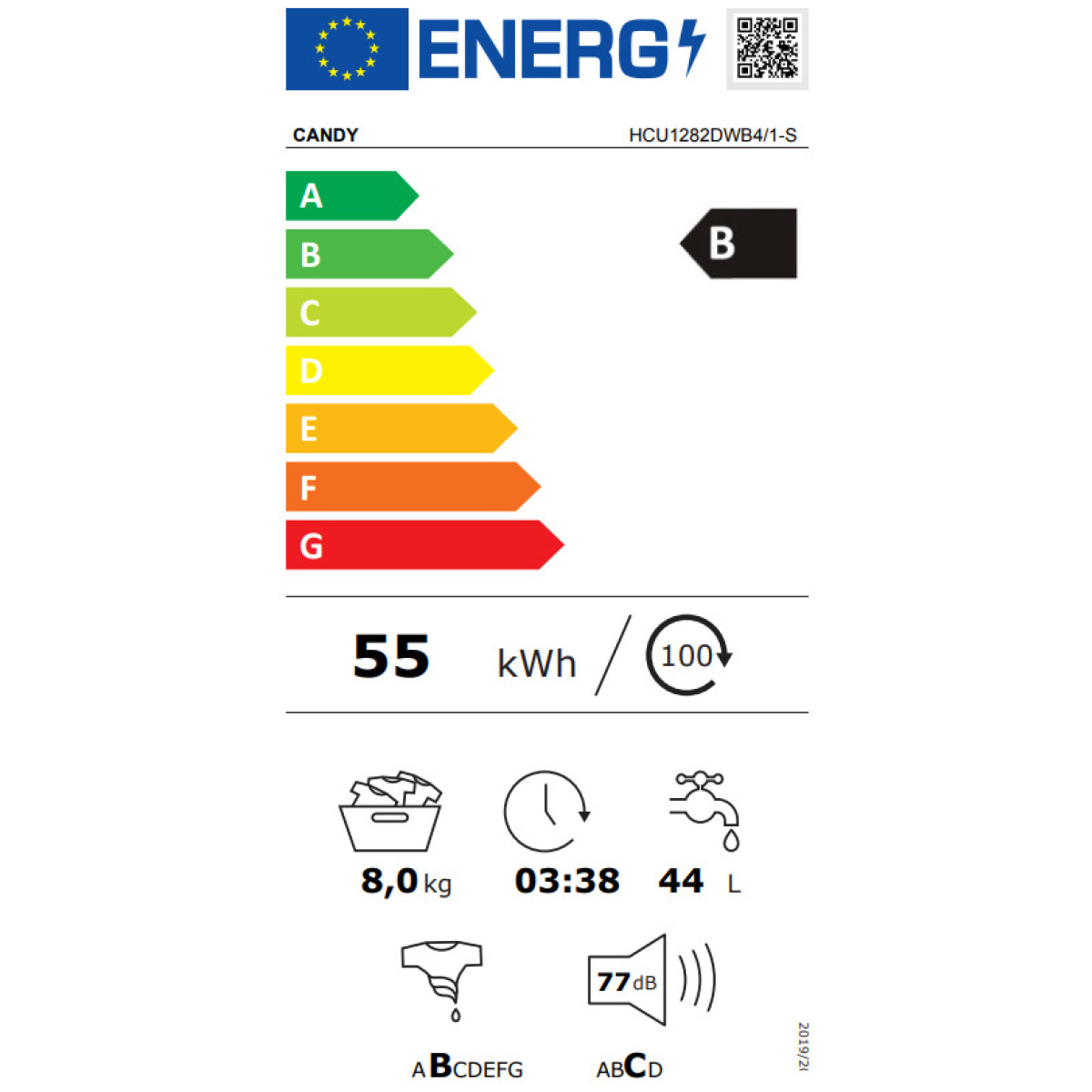Candy HCU1282DWB4/1-S Πλυντήριο Ρούχων 8kg 1200 Στροφών ΕΩΣ 12 ΔΟΣΕΙΣ - Image 3