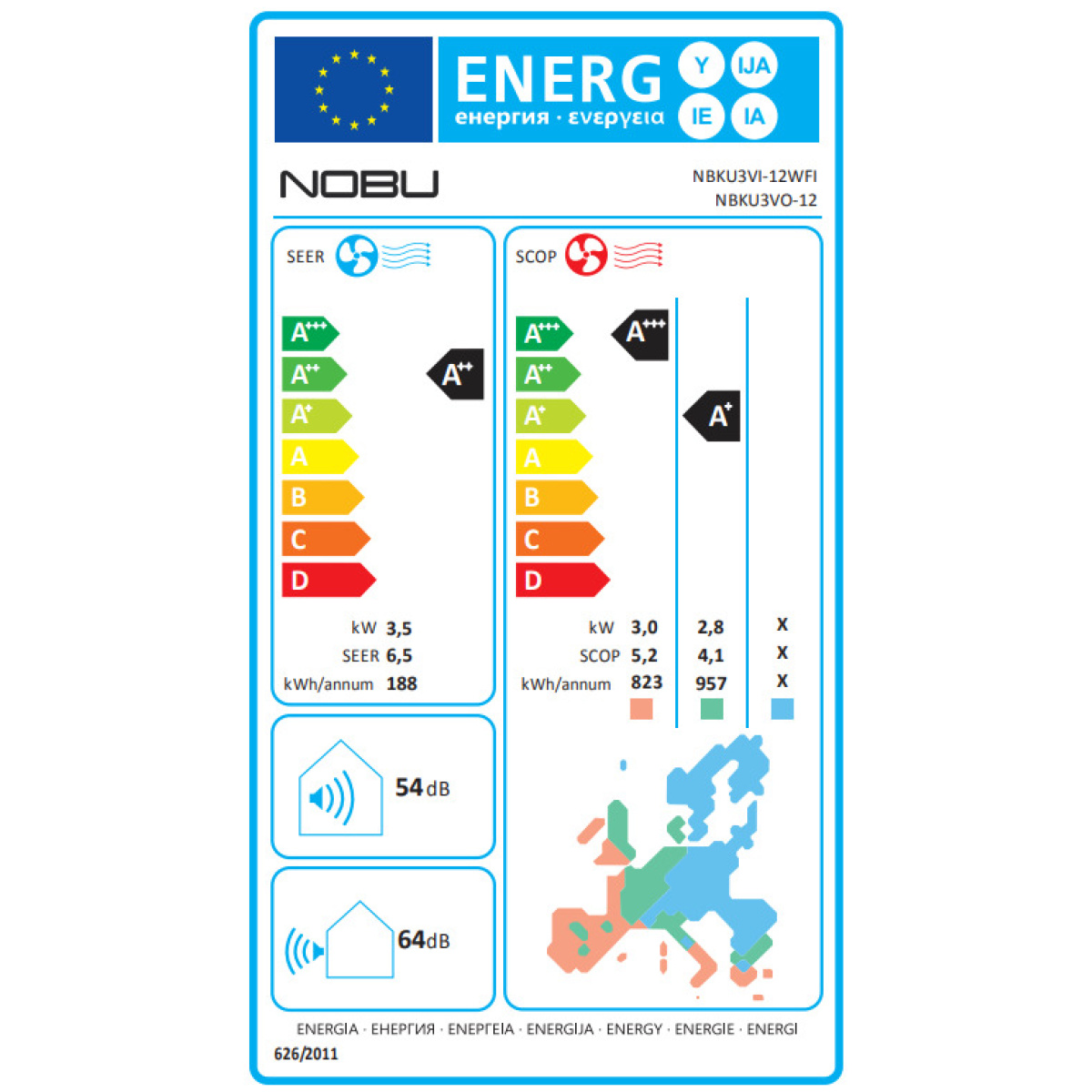 Nobu NBKU3VI-12WFI/NBKU3VO-12 Κλιματιστικό Inverter 12000 BTU A++/A+ με WiFi ΕΩΣ 12 ΔΟΣΕΙΣ - Image 2