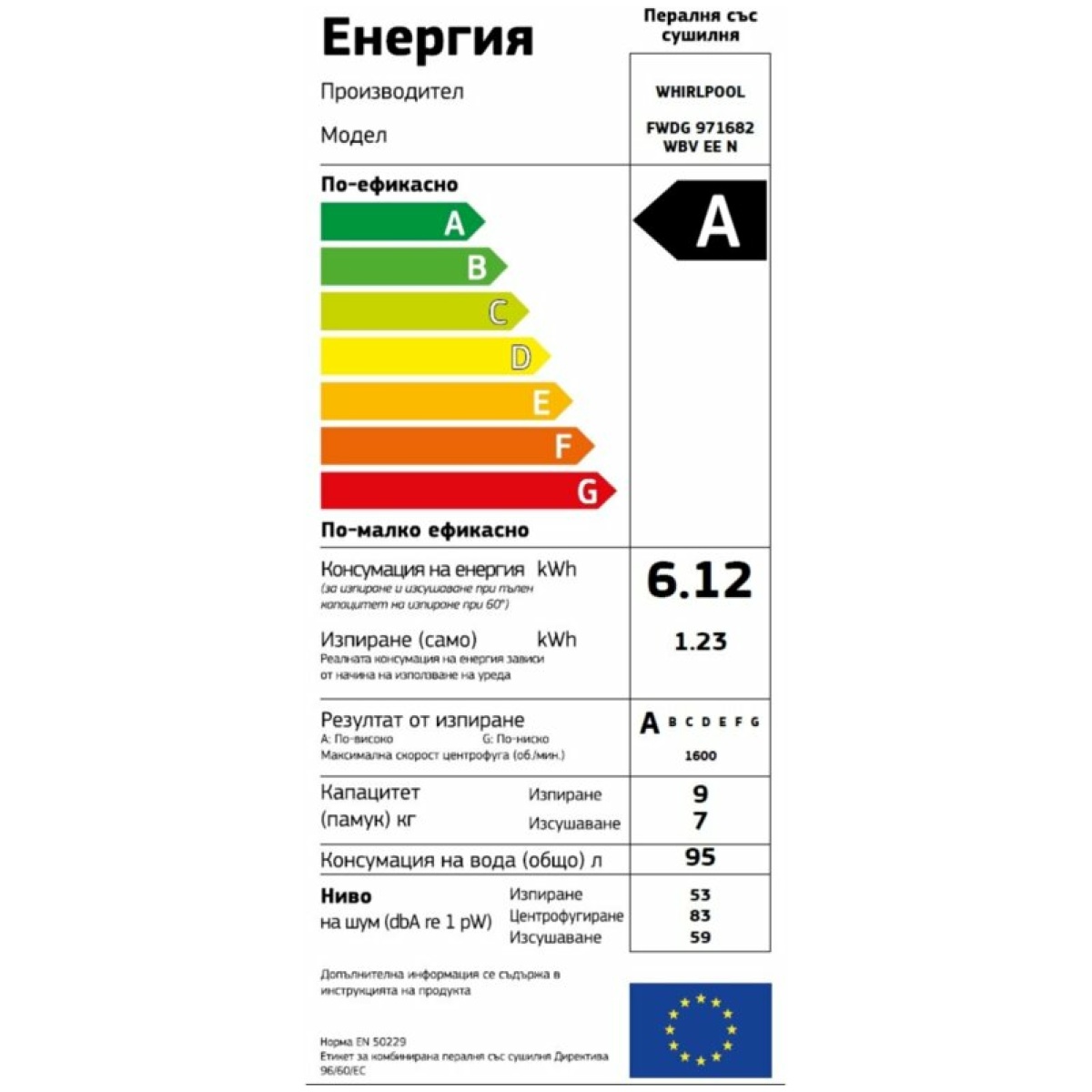 WHIRLPOOL FWDG 971682 WBV EE Πλυντήριο/Στεγνωτήριο Ρούχων 9/7KG A ΕΩΣ 12 ΔΟΣΕΙΣ - Image 5