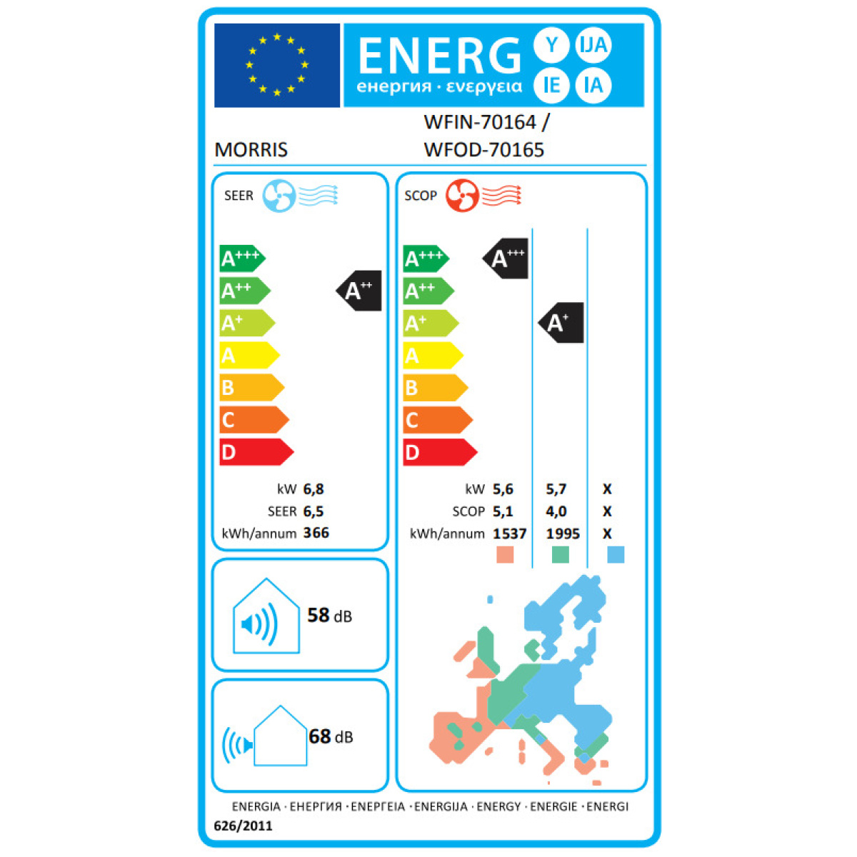 Morris Loft II WFIN-70164/WFOD-70165 Κλιματιστικό Inverter 24000 BTU A++/A+ με Ιονιστή και WiFi ΕΩΣ 12 ΔΟΣΕΙΣ - Image 2
