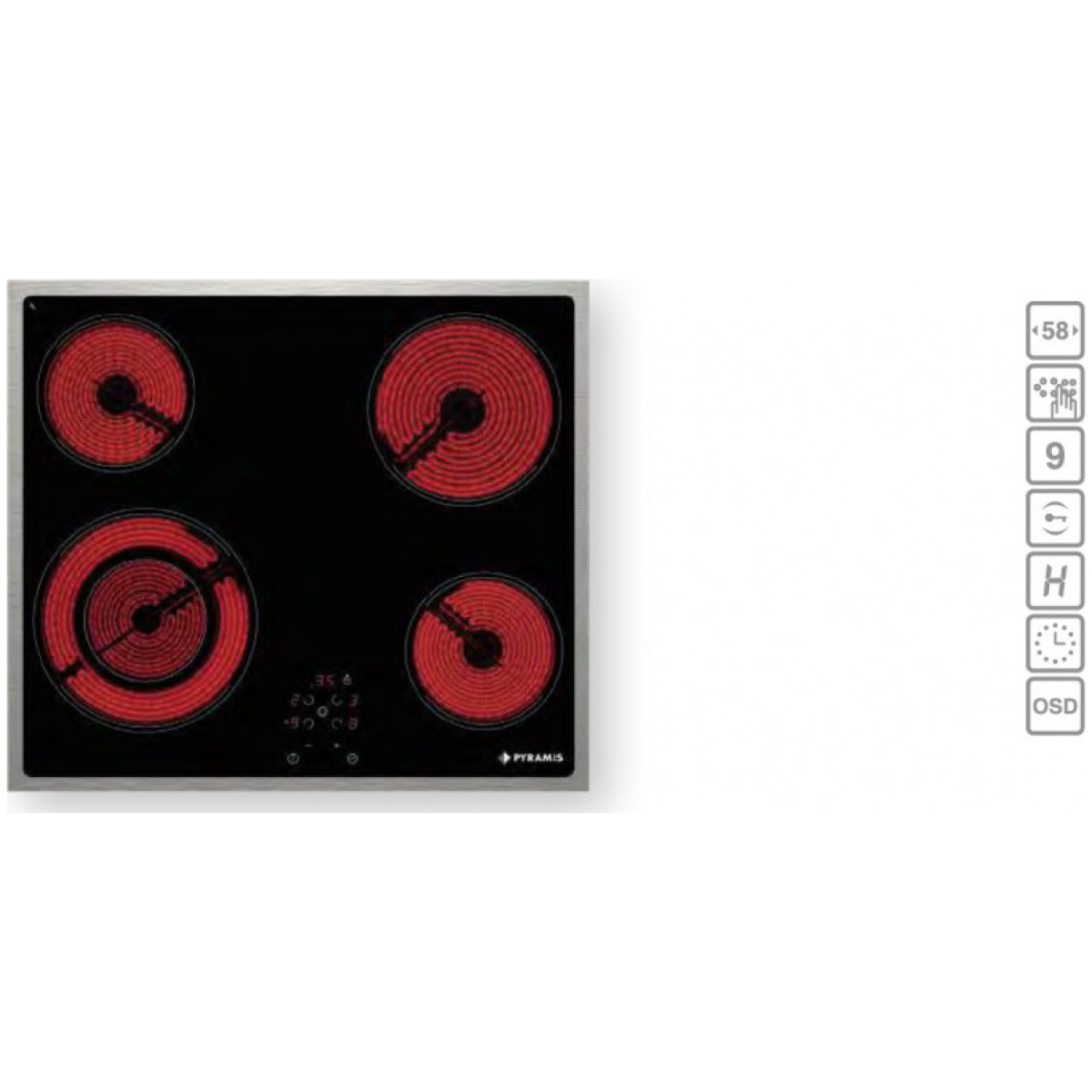 PYRAMIS 58HL 536 Κεραμική Εστία Άνω Πάγκου 58x51cm ΕΩΣ 12 ΔΟΣΕΙΣ - Image 3