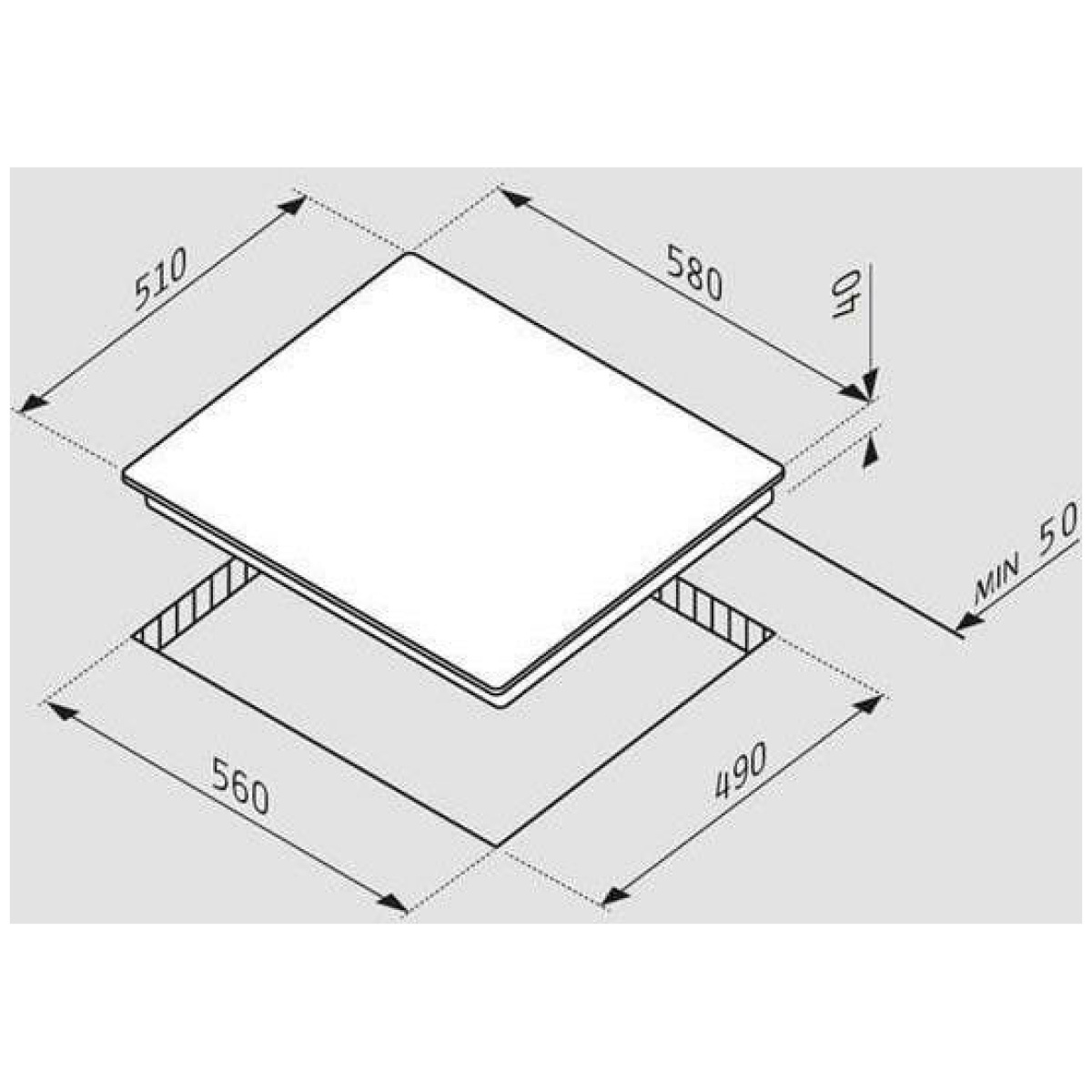 PYRAMIS 58HL 536 Κεραμική Εστία Άνω Πάγκου 58x51cm ΕΩΣ 12 ΔΟΣΕΙΣ - Image 2
