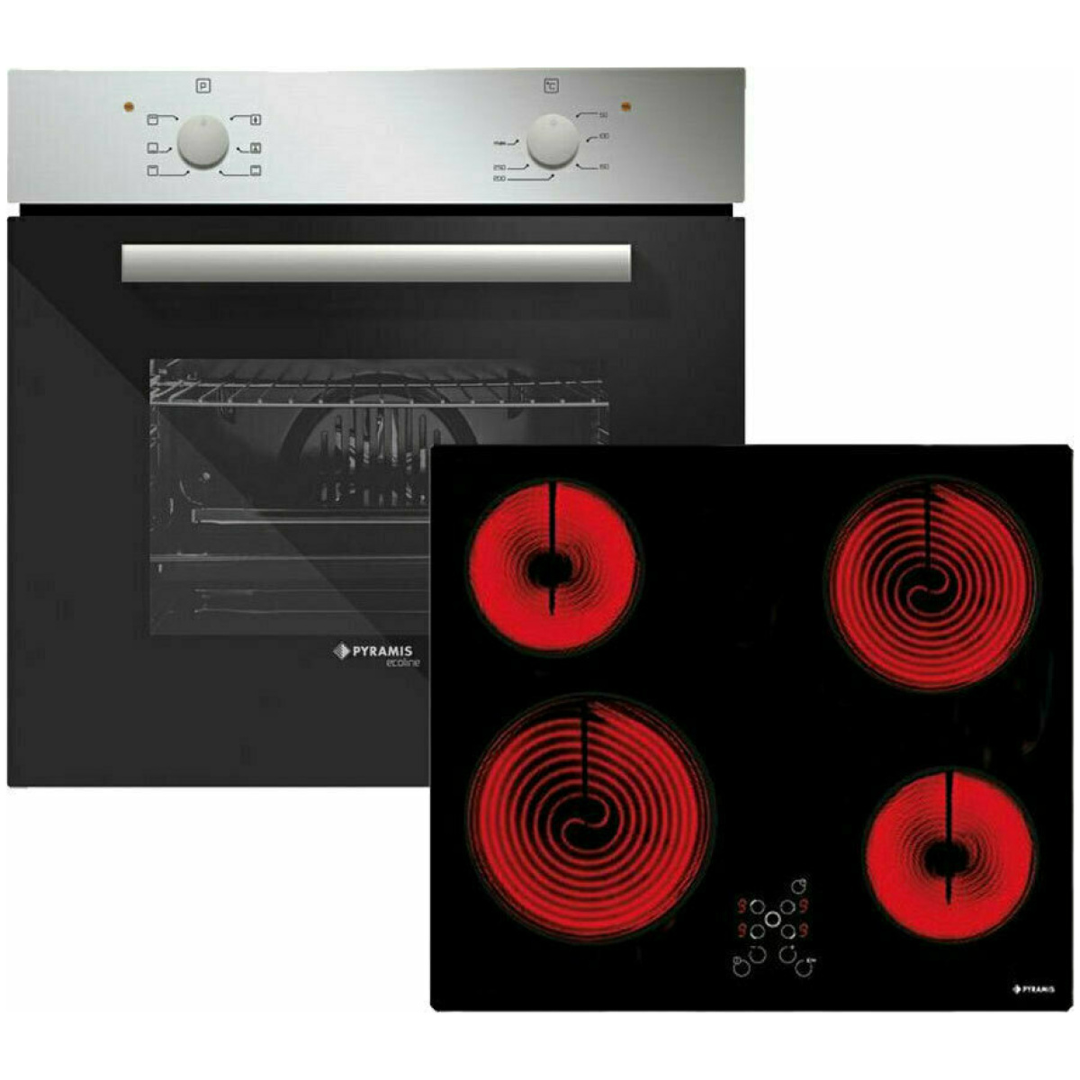PYRAMIS 60ΑΠ 1006A + 58HL 4007 Φούρνος άνω Πάγκου 66lt με Κεραμικές Εστίες ΕΩΣ 12 ΔΟΣΕΙΣ - Image 1