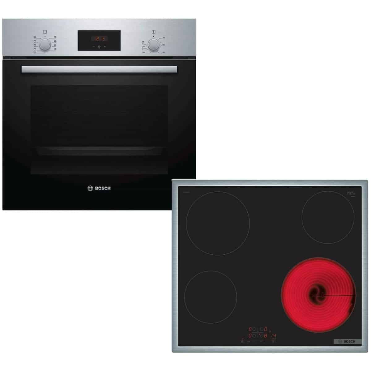 Bosch HBF134ES1 + PKE645BB2E Φούρνος άνω Πάγκου 66lt με Κεραμικές Εστίες Π59.4εκ. Inox ΕΩΣ 12 ΔΟΣΕΙΣ - Image 1