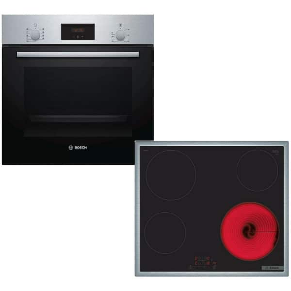 Bosch HBF134ES1 + PKE645BB2E Φούρνος άνω Πάγκου 66lt με Κεραμικές Εστίες Π59.4εκ. Inox ΕΩΣ 12 ΔΟΣΕΙΣ