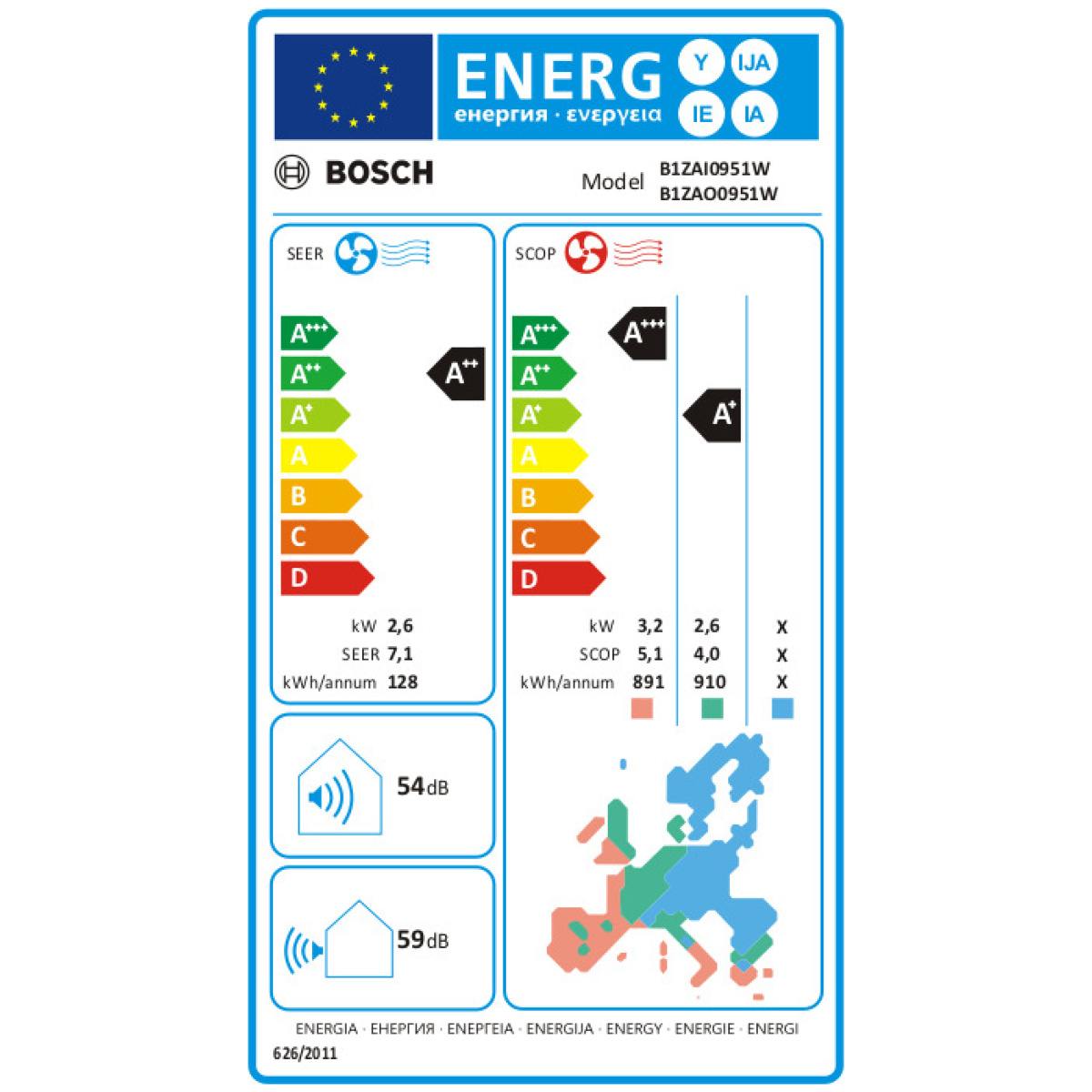 BOSCH B1ZAI0951W/B1ZAO0951W Κλιματιστικά Τοίχου 9.000btu Α++/Α+ ΕΩΣ 12 ΔΟΣΕΙΣ - Image 2