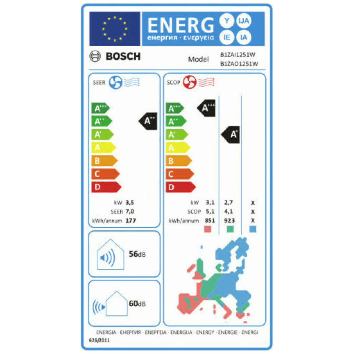 BOSCH B1ZAI1251W/B1ZAO1251W Κλιματιστικό Τοίχου Series 6 12.000btu A++/A+ ΕΩΣ 12 ΔΟΣΕΙΣ - Image 2