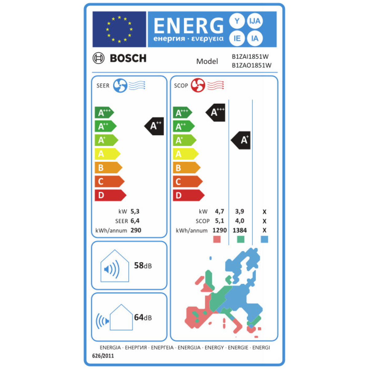 BOSCH B1ZAI1851W/B1ZAO1851W Κλιματιστικό Τοίχου Series 6 18.000btu A++/A+ ΕΩΣ 12 ΔΟΣΕΙΣ - Image 2