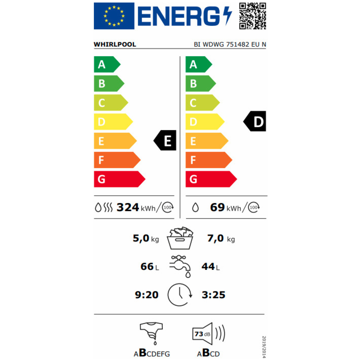 Whirlpool BI WDWG 751482 EU N Πλυντήριο-Στεγνωτήριο Ρούχων 7kg/5kg 1400 Στροφές (ΕΩΣ 12 ΔΟΣΕΙΣ) - Image 4
