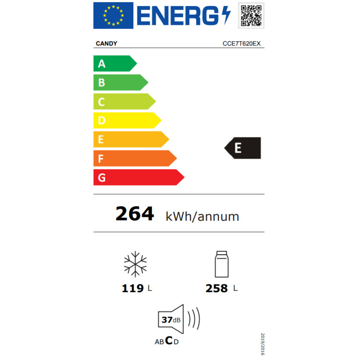 CANDY CCE7T620EX Ψυγειοκαταψύκτης 377lt NoFrost Υ200xΠ59.5xΒ65.8εκ Ε Inox ΕΩΣ 12 ΔΟΣΕΙΣ - Image 2