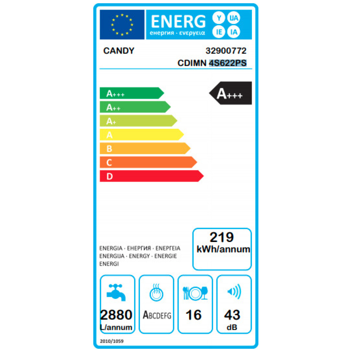 CANDY CDIMN 4S622PS Πλυντήριο Πιάτων Εντοιχιζόμενο 60cm A+++ ΕΩΣ 12 ΔΟΣΕΙΣ - Image 3