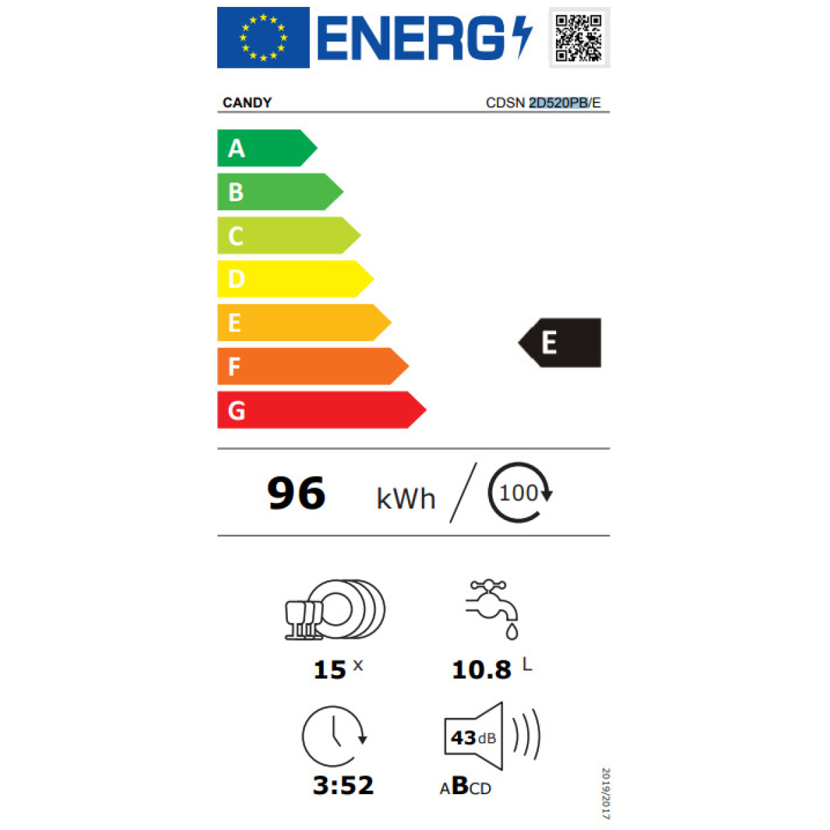 CANDY CDSN2D520PB/E Πλυντήριο Πιάτων Εντοιχιζόμενο 60cm Ε(A++) ΕΩΣ 12 ΔΟΣΕΙΣ - Image 4