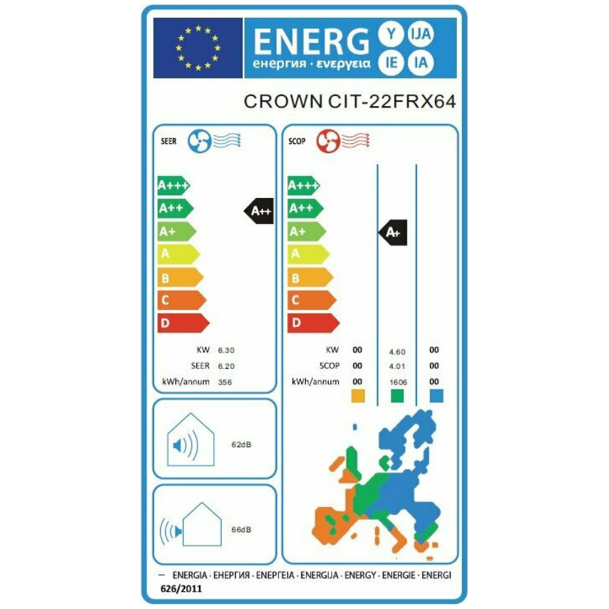 CROWN CIT-22FRX64 Κλιματιστικό Τοίχου 22000Btu A++ /A+ ΕΩΣ 12 ΔΟΣΕΙΣ - Image 2