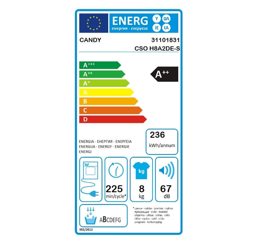 CSO-H8A2DE-S_03-568.jpg CANDY CSO H8A2DE-S Στεγνωτήριο Ρούχων 8KG A++ ΕΩΣ 12 ΔΟΣΕΙΣ - Image 2