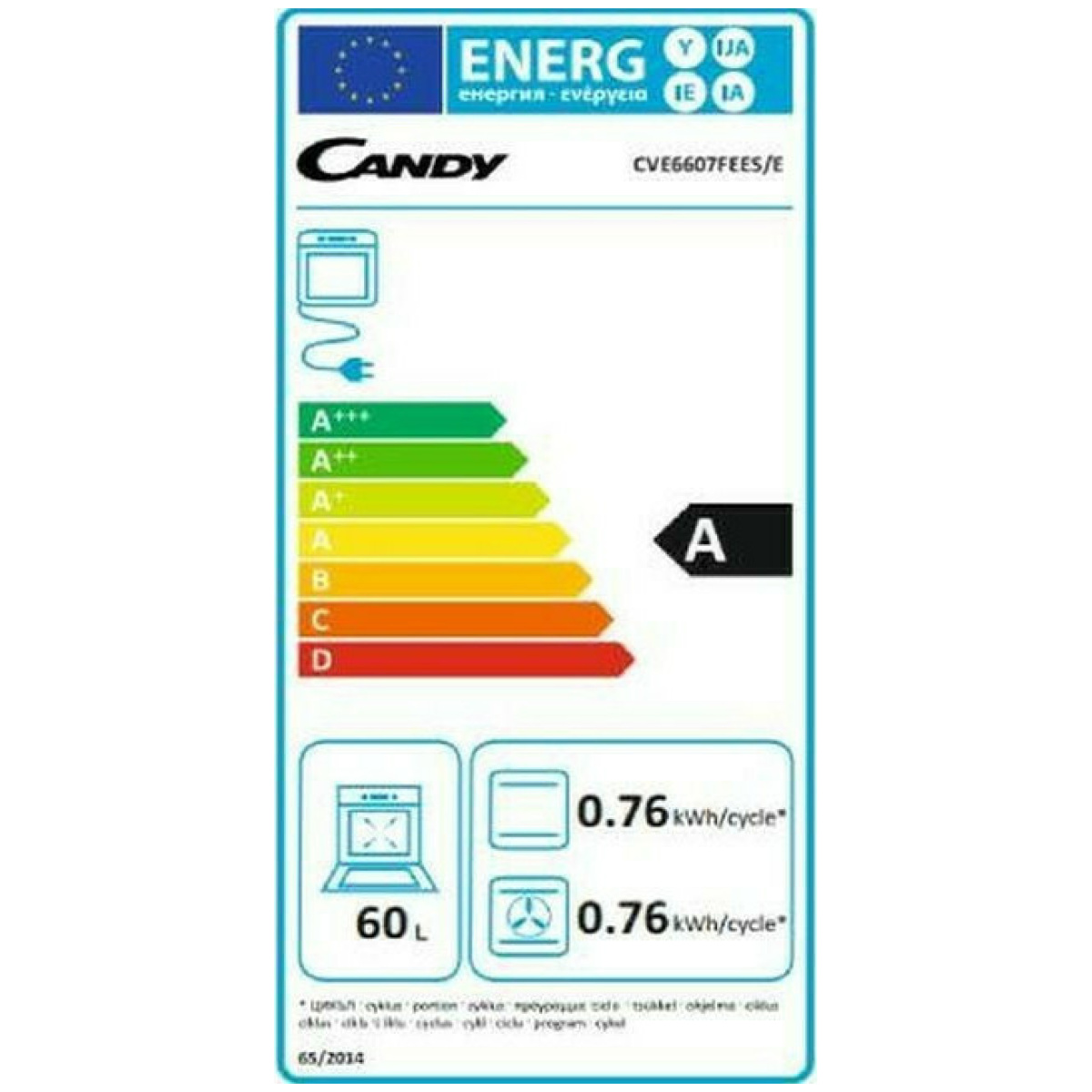 CANDY CVE6607FEES/E Κουζίνα 60lt με Εστίες Κεραμικές Inox A ΕΩΣ 12 ΔΟΣΕΙΣ - Image 2