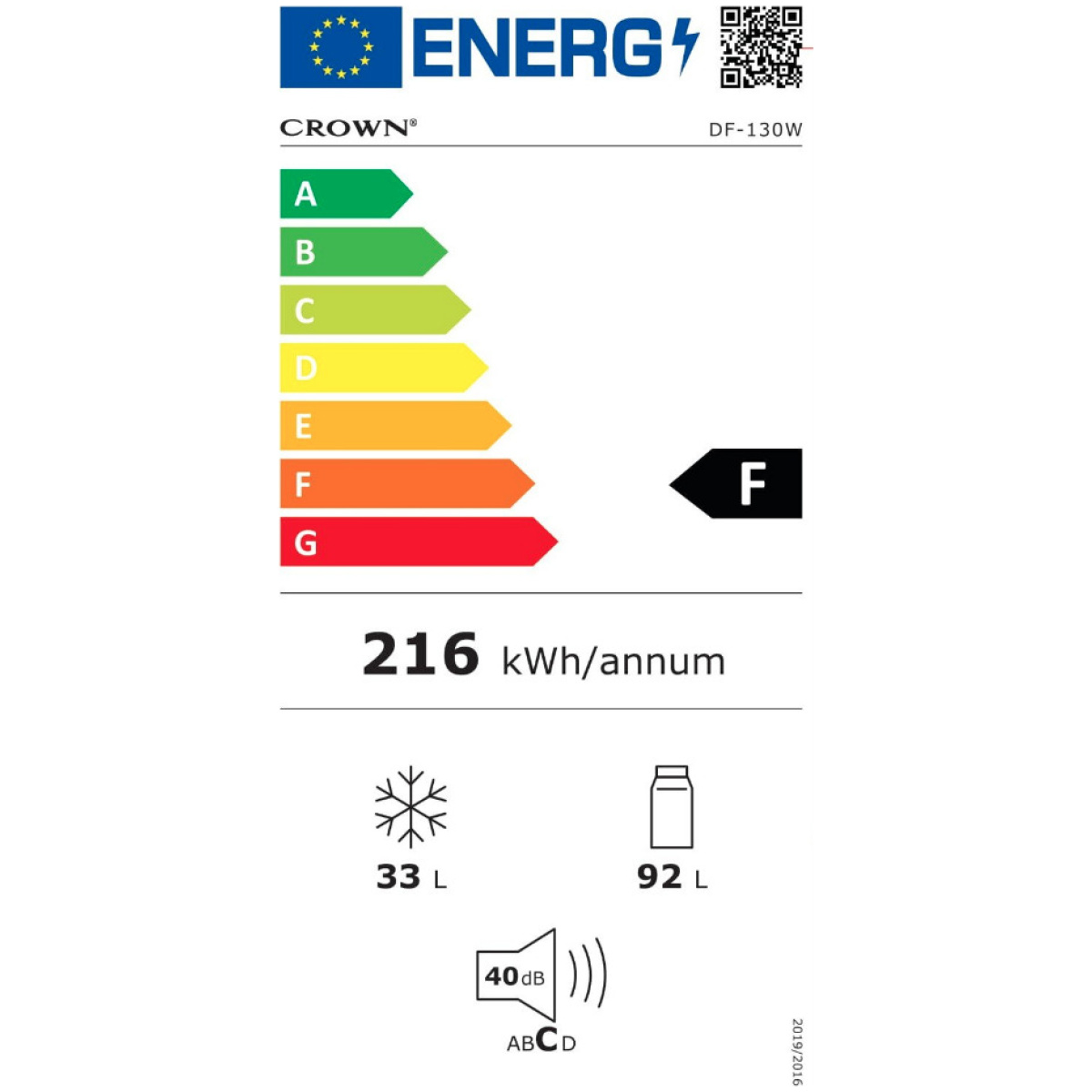 CROWN DF-130W Ψυγείο Δίπορτο A+ ΕΩΣ 12 ΔΟΣΕΙΣ - Image 2