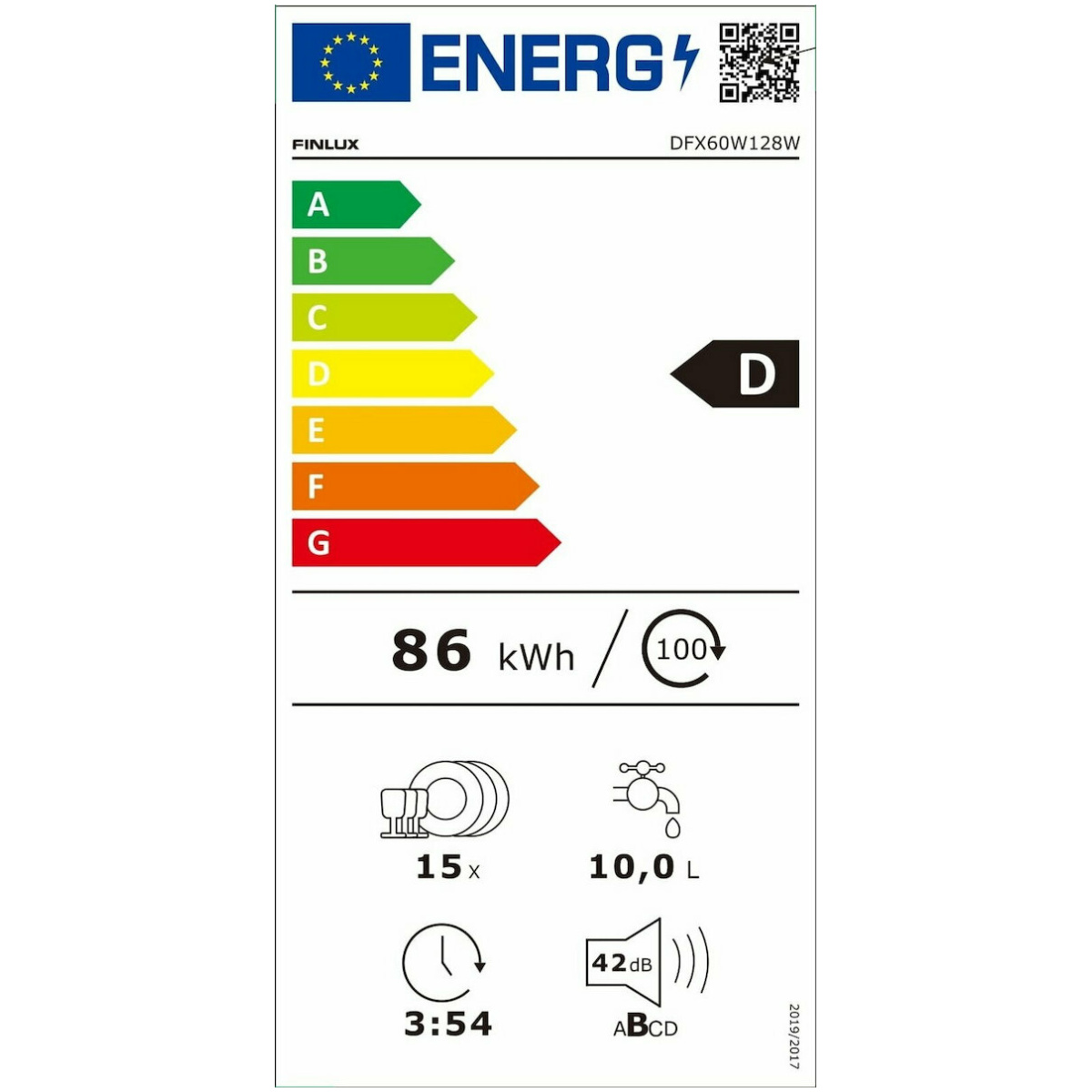 FINLUX DFX60W128W Ελεύθερο Πλυντήριο Πιάτων για 15 Σερβίτσια Π60xY85εκ. Λευκό ΕΩΣ 12 ΔΟΣΕΙΣ - Image 2