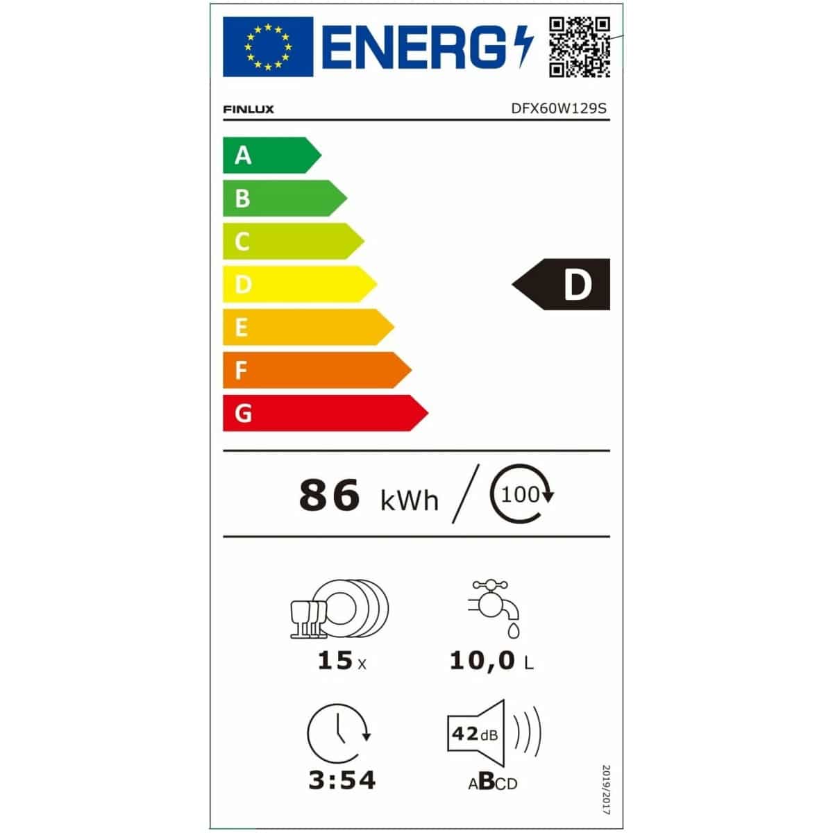 FINLUX DFX60W129S Ελεύθερο Πλυντήριο Πιάτων για 15 Σερβίτσια Π60xY85εκ. Inox D ΕΩΣ 12 ΔΟΣΕΙΣ - Image 2