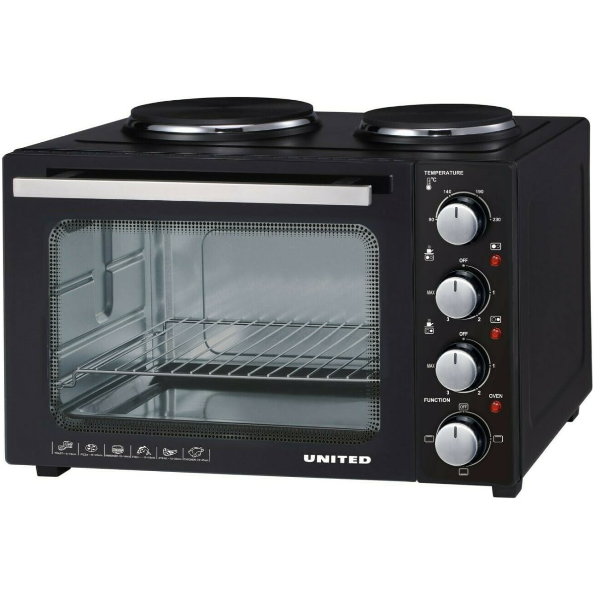 United EO-9738 Ηλεκτρικό Φουρνάκι 35lt με 2 Εστίες ΕΩΣ 12 ΔΟΣΕΙΣ - Image 1