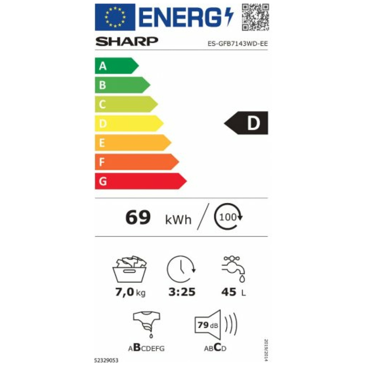 SHARP ES-GFB7143WD Πλυντήριο Ρούχων 7kg 1400 Στροφών D ΕΩΣ 12 ΔΟΣΕΙΣ - Image 3