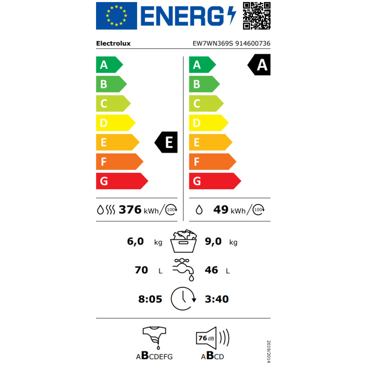 ELECTROLUX EW7WN369S Πλυντήριο/Στεγνωτήριο Ρούχων 9kg/6kg Ατμού E ΕΩΣ 12 ΔΟΣΕΙΣ - Image 3