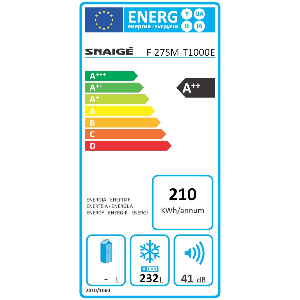 SNAIGE F27SM-T100021 Καταψύκτης Κάθετος 227lt A++ ΕΩΣ 12 ΔΟΣΕΙΣ - Image 2