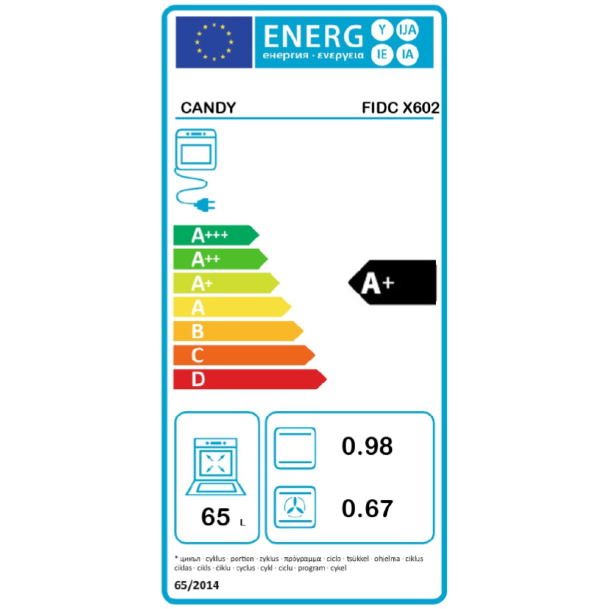 CANDY FIDC X602 Φούρνος άνω Πάγκου 65lt χωρίς Εστίες Π59.5εκ. Inox A+ ΕΩΣ 12 ΔΟΣΕΙΣ - Image 4