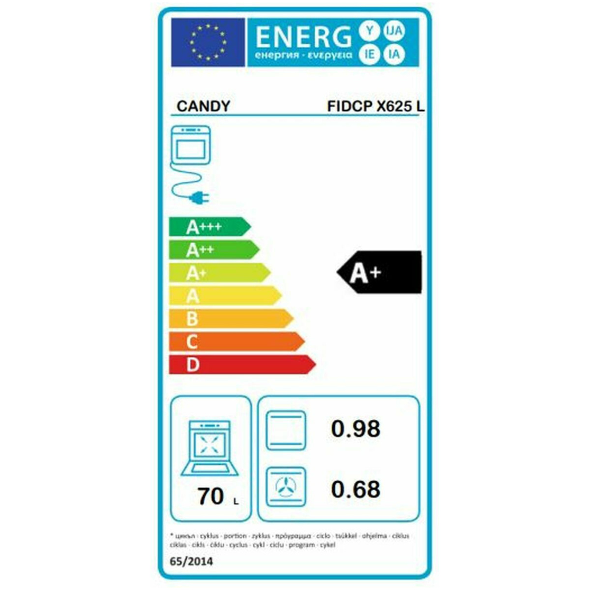 Candy FIDCP X625 L Φούρνος άνω Πάγκου 70lt χωρίς Εστίες Π59.5εκ. Inox ΕΩΣ 12 ΔΟΣΕΙΣ - Image 2