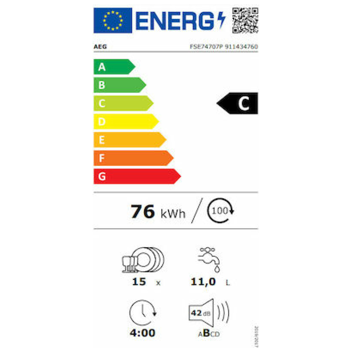 AEG FSE74707P Πλυντήριο Πιάτων 60cm Εντοιχιζόμενο C ΕΩΣ 12 ΔΟΣΕΙΣ - Image 4