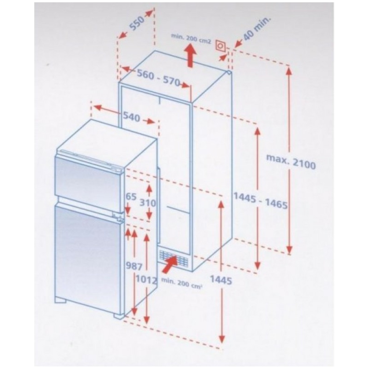 FINLUX FXN-2610 Ψυγείο Δίπορτο Εντοιχιζόμενο Α+ ΕΩΣ 12 ΔΟΣΕΙΣ - Image 2