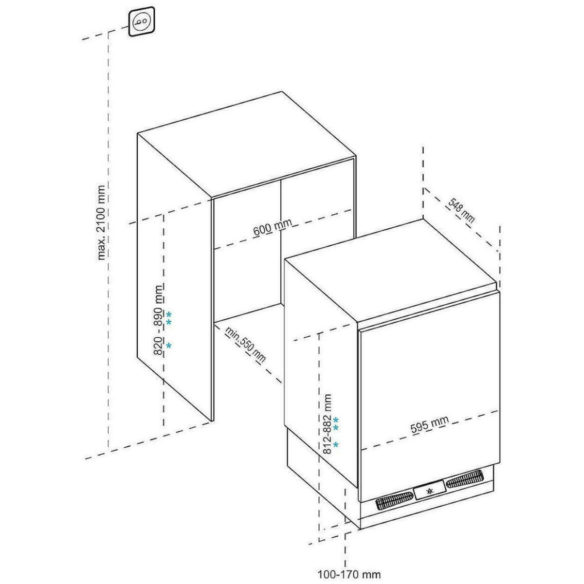 Finlux Εντοιχιζόμενο Mini Bar NoFrost Υ82xΠ60xΒ55εκ. Λευκό FXNE 1600 (ΕΩΣ 12 ΔΟΣΕΙΣ) - Image 2