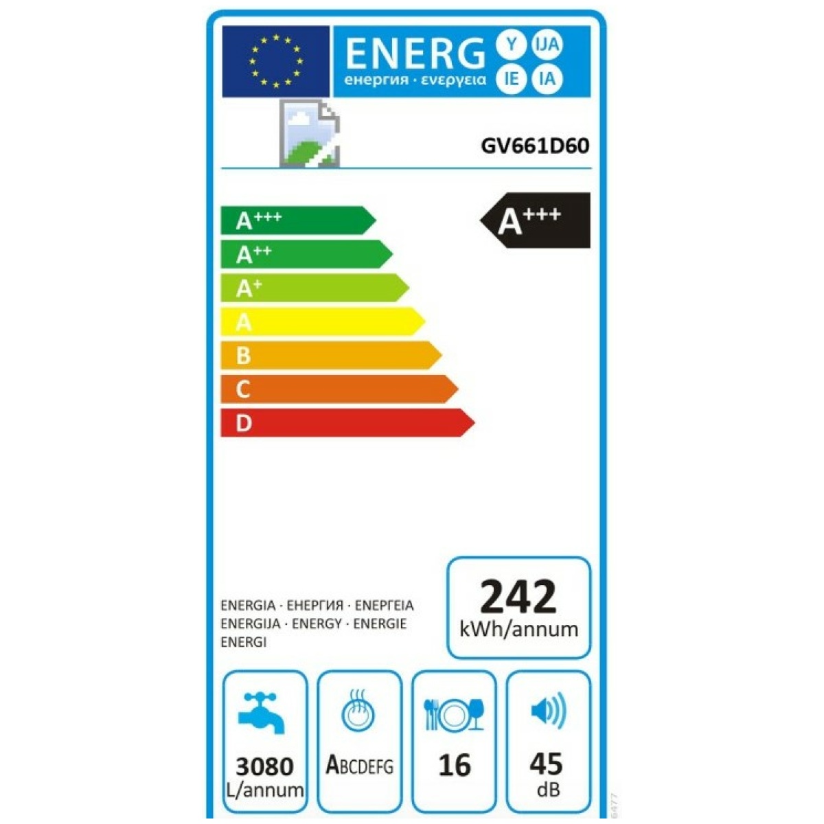 GORENJE GV661D60 Πλήρως Εντοιχιζόμενο Πλυντήριο Πιάτων για 16 Σερβίτσια Λευκό ΕΩΣ 12 ΔΟΣΕΙΣ - Image 3