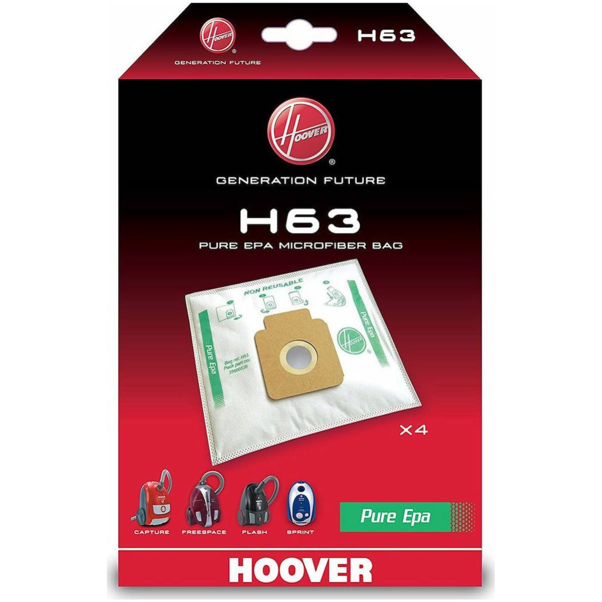 HOOVER H63 Pure Epa Σακούλες Σκούπας 4τμχ - Image 1