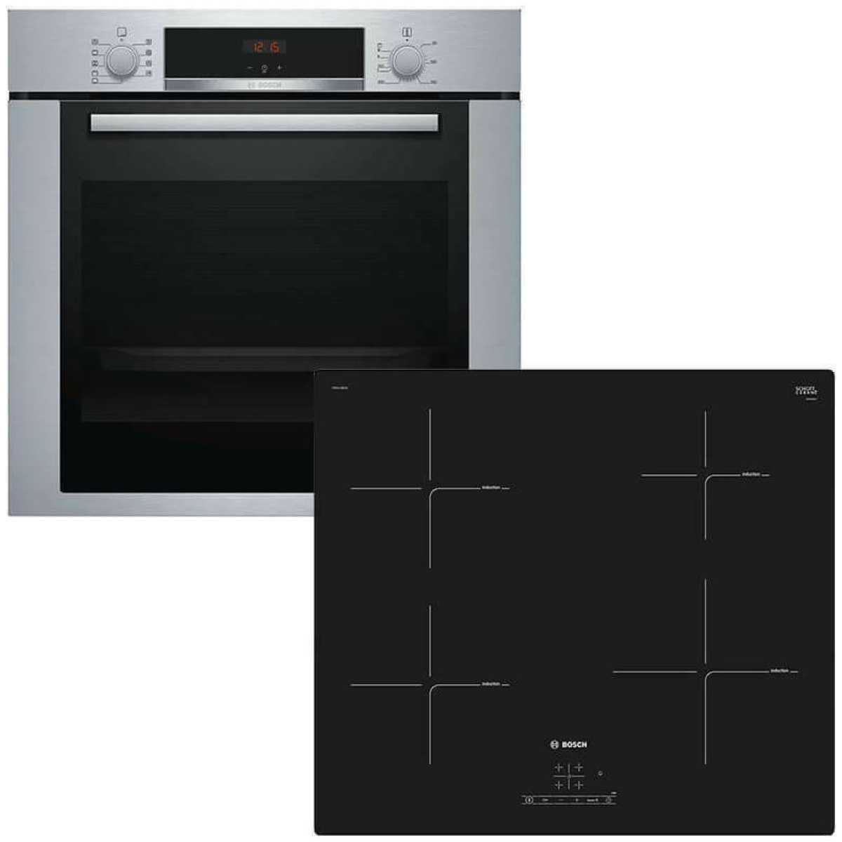 BOSCH HBA334YS0 + PIE611BB1E Φούρνος άνω Πάγκου 71lt με Εστίες Επαγωγικές ΕΩΣ 12 ΔΟΣΕΙΣ - Image 1